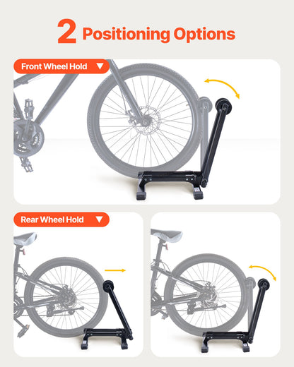 Bike Racks 2 Pack, Fits 20 to 29 Inch Mountain & Road Bikes, Alloy Steel Rust-Resistant Bike Floor Stand Rack, Foldable Bicycle Stand for Entryway, Garage, Home Bikes Parking & Storage, Black