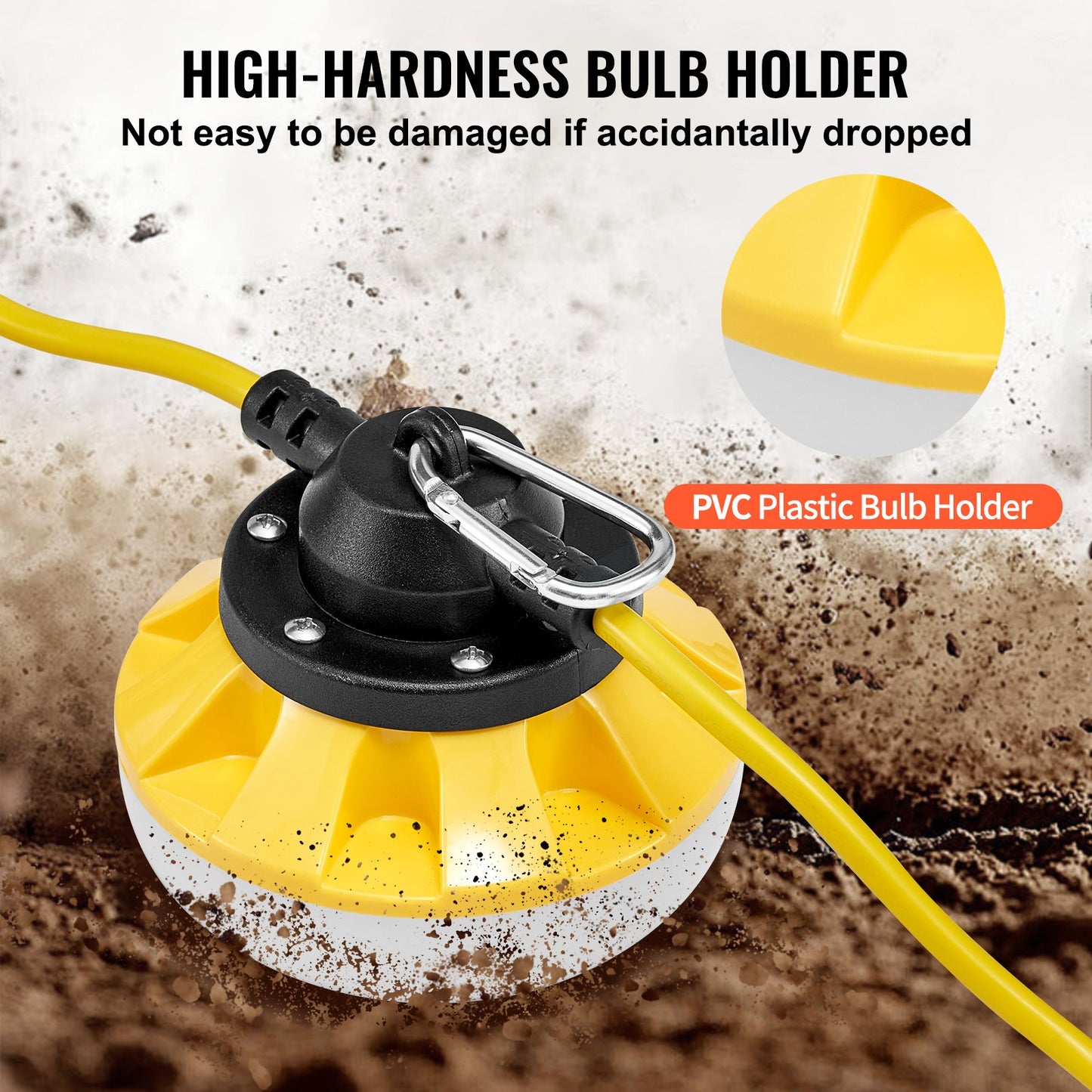 100FT Construction String Lights, 100W 10000LM, 10PCs String Work Light, 5000K, IP65 Waterproof, with Hanging Hooks, for Construction Site, Temporary Lighting Indoor & Outdoor, ETL Listed