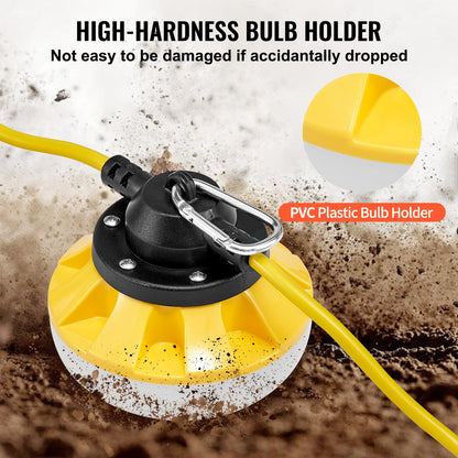 100FT Construction String Lights, 100W 10000LM, 10PCs String Work Light, 5000K, IP65 Waterproof, with Hanging Hooks, for Construction Site, Temporary Lighting Indoor & Outdoor, ETL Listed