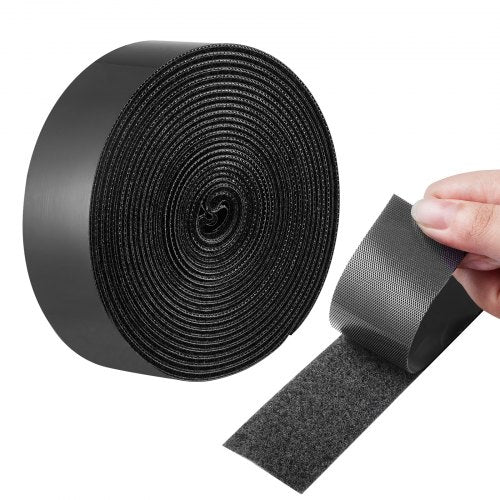 16 ft x 1.5 in Hook and Loop Tape, Hook Loop Heavy Duty Strips Rolls, Strong Nylon Self Adhesive Strips Roll, Sticky Back Fastener Tape Roll Ideal for Home Office School and Crafting, Black