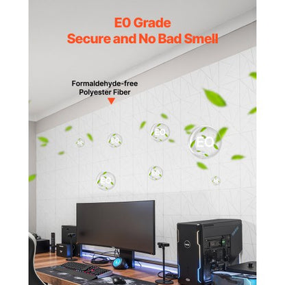 18-pack akustiska väggpaneler 28 x 28 x 1,8 cm självhäftande vita |  EU