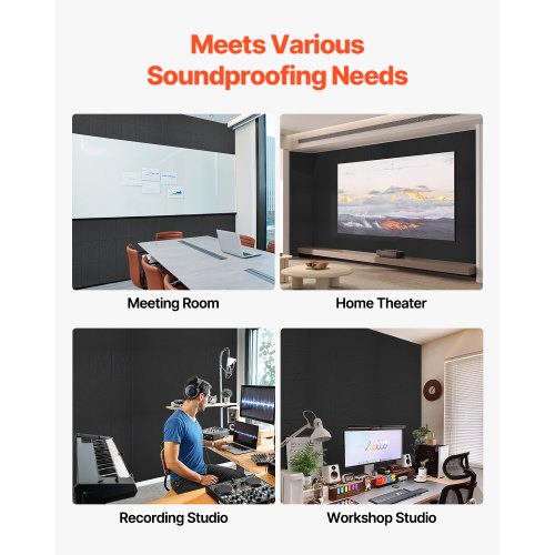 18er-Pack Akustik-Wandpaneele 28 x 28 x 1,8 cm selbstklebend schwarz | EU
