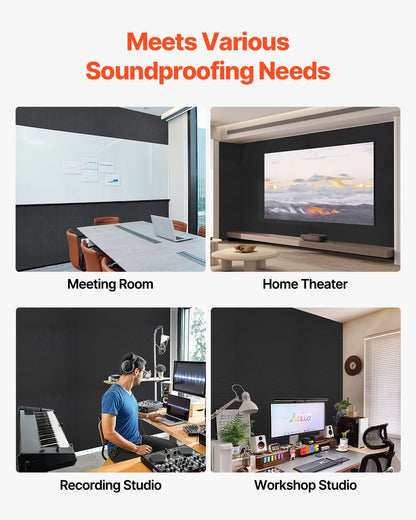 18 Pack Acoustic Panels with Self Adhesive, 11.8 x 11.8 x 0.4 inch Sound Proof Foam Panels, Polyester Fiber Soundproof Wall Panels High Density, for Home, Studio, Office, Theater, Black
