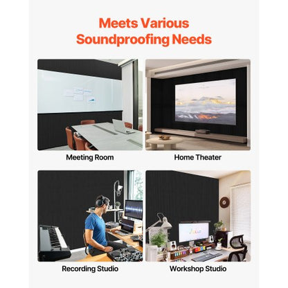 5-pack akustiska väggpaneler 47,2 x 23,6 x 0,4 tum självhäftande svarta |  EU