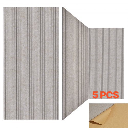 5 Pack Acoustic Panels with Self Adhesive, 47.2 x 23.6 x 0.4 inch Sound Proof Foam Panels, Polyester Fiber Soundproof Wall Panels High Density, for Home, Studio, Office, Theater, Camel
