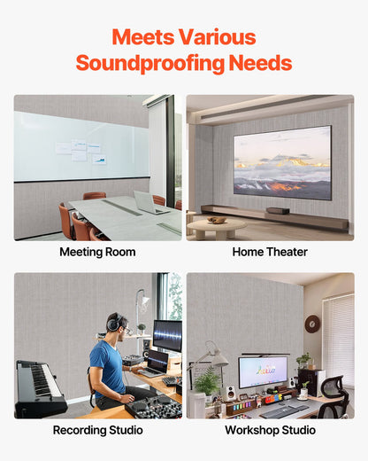 5 Pack Acoustic Panels with Self Adhesive, 47.2 x 23.6 x 0.4 inch Sound Proof Foam Panels, Polyester Fiber Soundproof Wall Panels High Density, for Home, Studio, Office, Theater, Camel