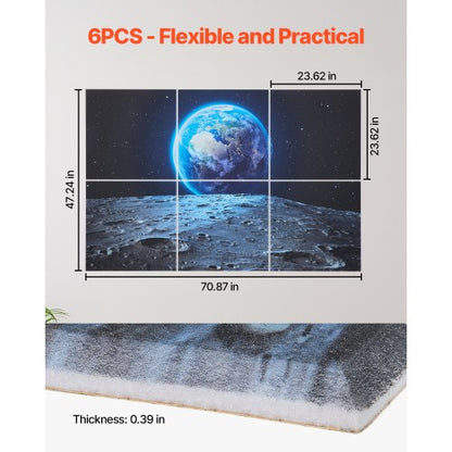 6er-Pack Akustikplatten 23,6 x 23,6 Zoll selbstklebend zur Erdung