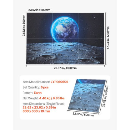 6er-Pack Akustikplatten 23,6 x 23,6 Zoll selbstklebend zur Erdung