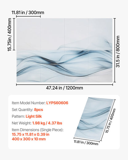 8 Pack Art Acoustic Panels, 47.24 x 23.62 x 0.4 inch Soundproof Wall Tiles, Self Adhesive Decorative Sound Dampening Absorbing Boards for Home, Office, Studio, Gaming Room,Theater,Simplicity