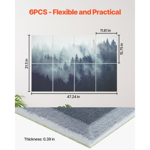 8-pack acoustic panels 35.5 x 28.5 cm self-adhesive for Home Forest | EU