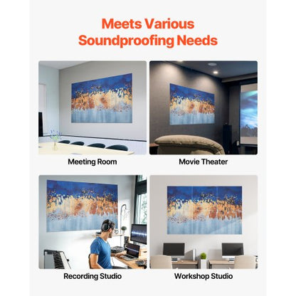 6-Pack Acoustic Art Panels 23.6 x 23.6 Inch Self-Adhesive for Home Pastel | EU