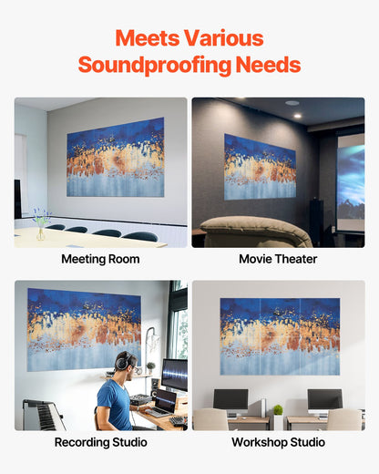 6 Pack Art Acoustic Panels, 70.87 x 47.24 x 0.4 inch Soundproof Wall Tiles, Self Adhesive Decorative Sound Dampening Absorbing Boards for Home, Office, Studio, Gaming Room,Theater, Pastel