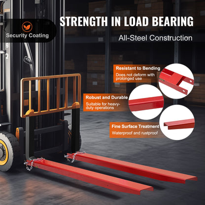 Pallet Fork Extensions, 82" Length 4.5" Width, Heavy Duty Carbon Steel Fork Extensions for Forklifts, 1 Pair Forklift Extensions with Pins, Forklift Fork Attachments for Forklift Truck, Red