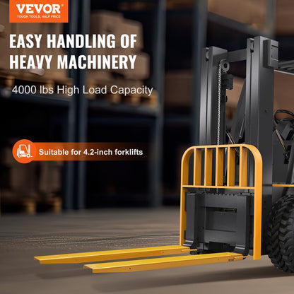 Pallet Fork Extensions, 60" Length 4.5" Width, Heavy Duty Carbon Steel Fork Extensions for Forklifts, 1 Pair Forklift Extensions, Industrial Forklift Fork Attachments for Forklift Truck, Yellow