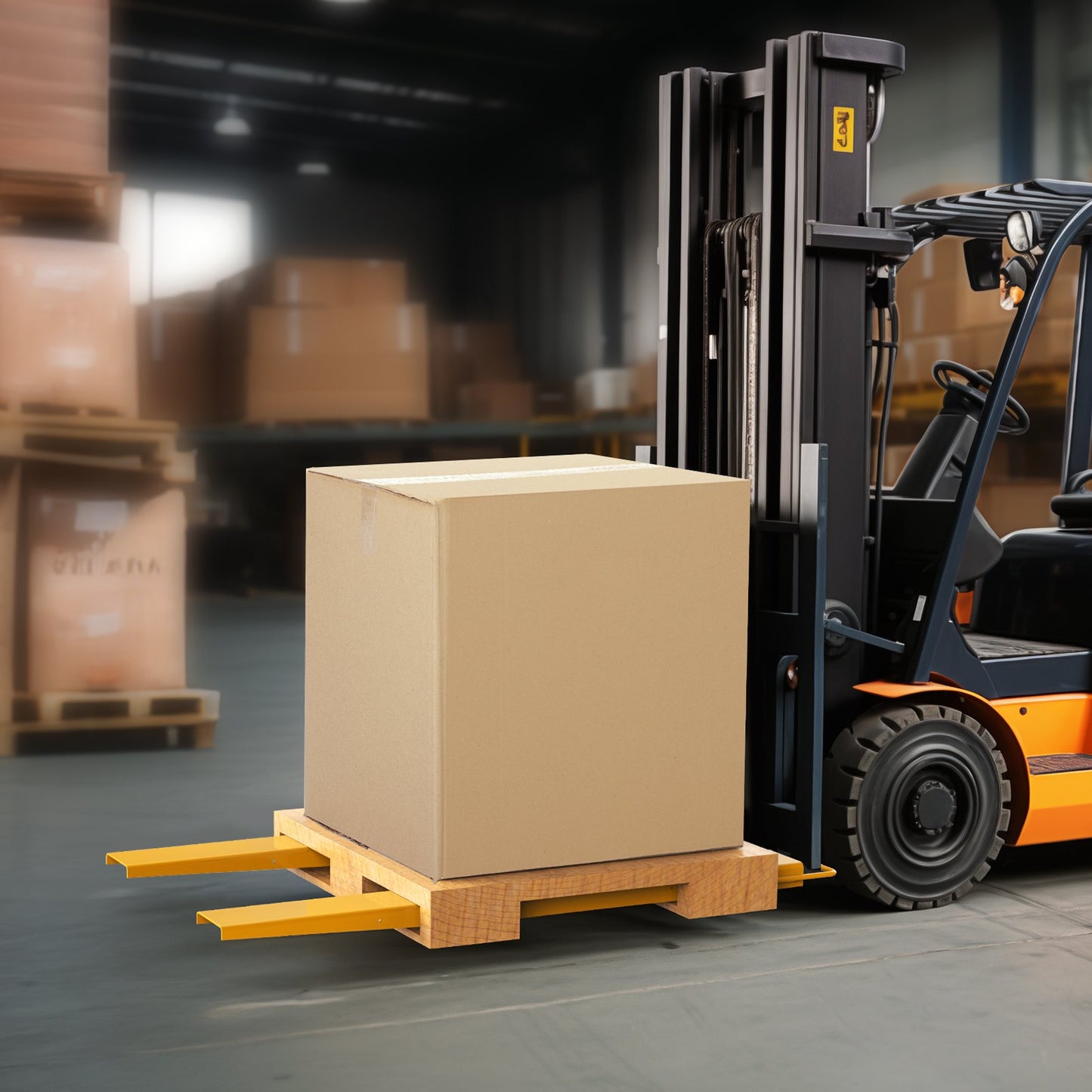 Pallet Fork Extensions, 60" Length 4.5" Width, Heavy Duty Carbon Steel Fork Extensions for Forklifts, 1 Pair Forklift Extensions, Industrial Forklift Fork Attachments for Forklift Truck, Yellow