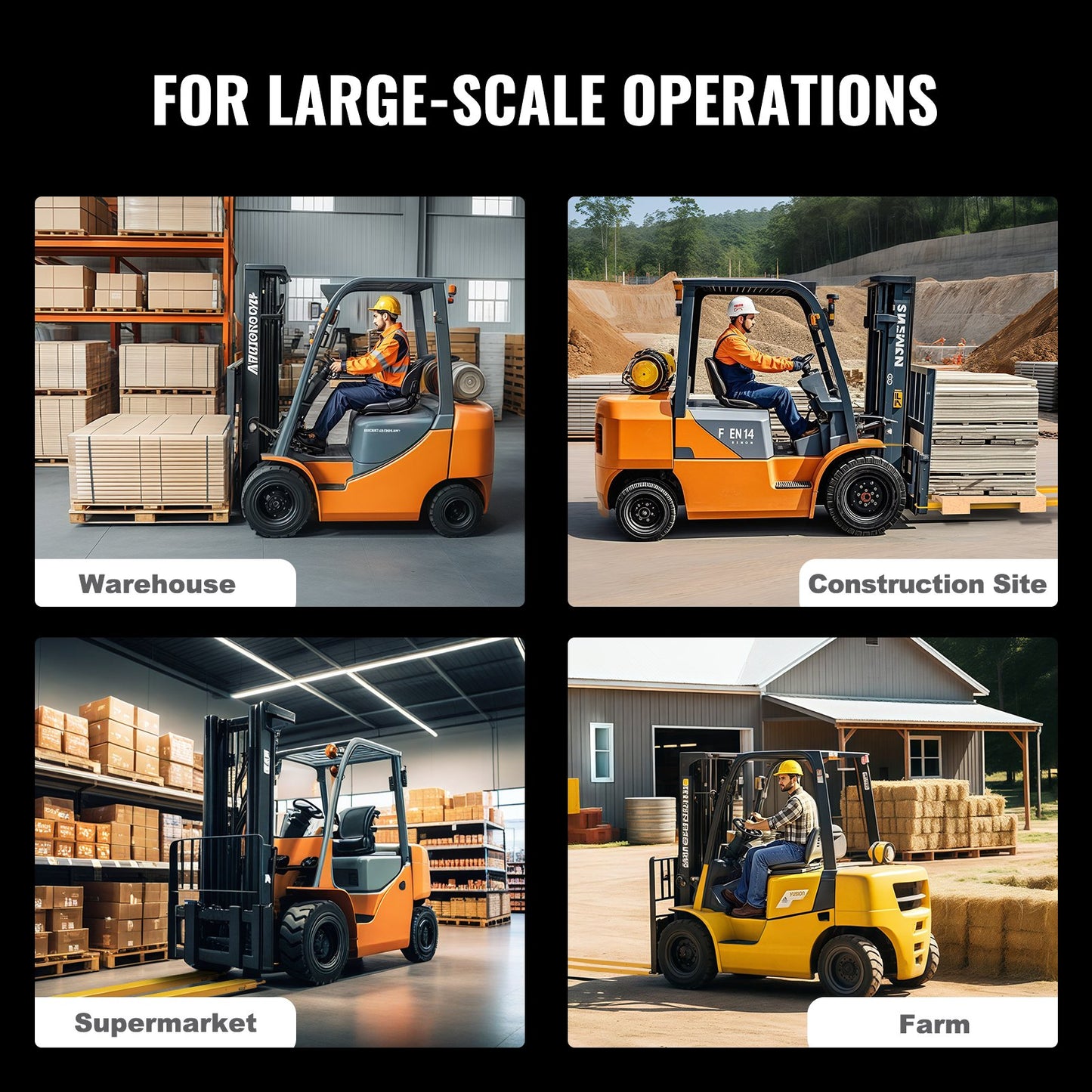 Pallgaffelförlängningar, 96" längd 6,5" bredd, kraftiga kolstålgaffelförlängningar för gaffeltruckar, 1 par gaffelförlängningar, industriella gaffelgaffelfästen för gaffeltruck, gul