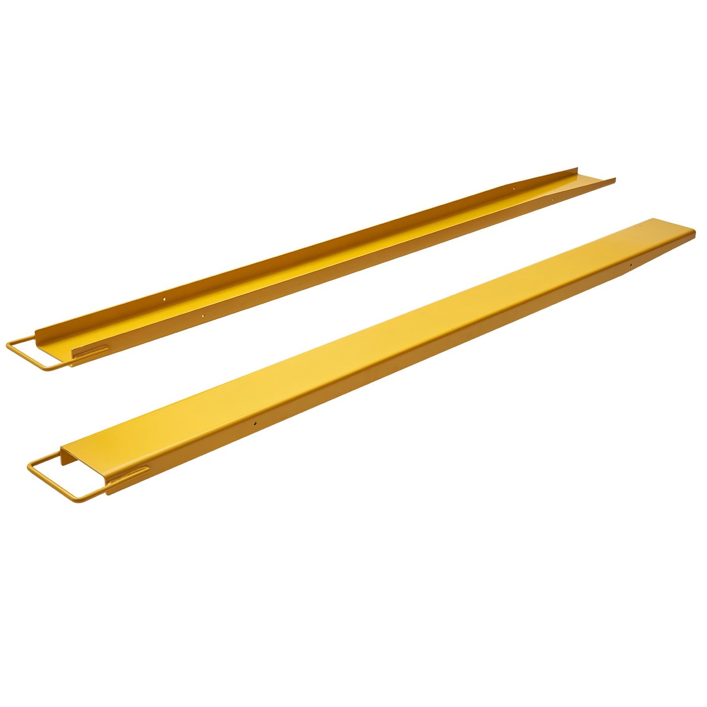Pallgaffelförlängningar, 96" längd 6,5" bredd, kraftiga kolstålgaffelförlängningar för gaffeltruckar, 1 par gaffelförlängningar, industriella gaffelgaffelfästen för gaffeltruck, gul