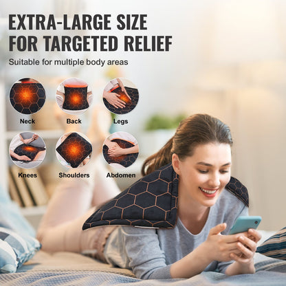 Far Infrared Heating Pad, 12" x 24" Weighted Heating Pad with Far Infrared Therapy, 4 Temperature Settings, 2-hour Auto-off, Electric Heating Pad for Back Neck Shoulder Abdomen Pain Relief
