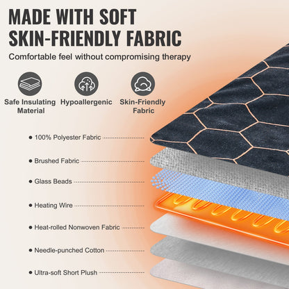 Far Infrared Heating Pad, 12" x 24" Weighted Heating Pad with Far Infrared Therapy, 4 Temperature Settings, 2-hour Auto-off, Electric Heating Pad for Back Neck Shoulder Abdomen Pain Relief