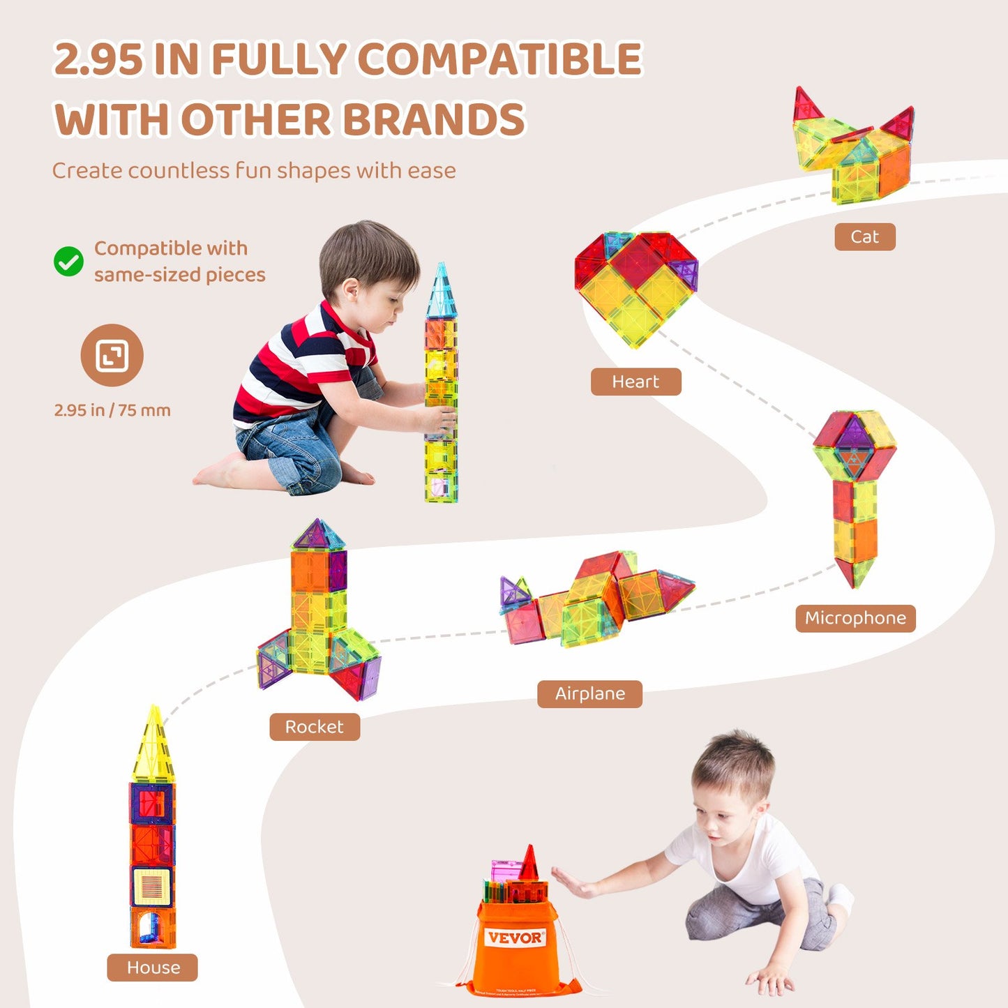 Magnetic Tiles, 55 PCS Magnetic Building Blocks for Kids, Magnet Building Set with Car Base & 16 Digital Cards, STEM Educational Construction Stacking Toys Gift for Toddlers Boys Girls Aged 4+