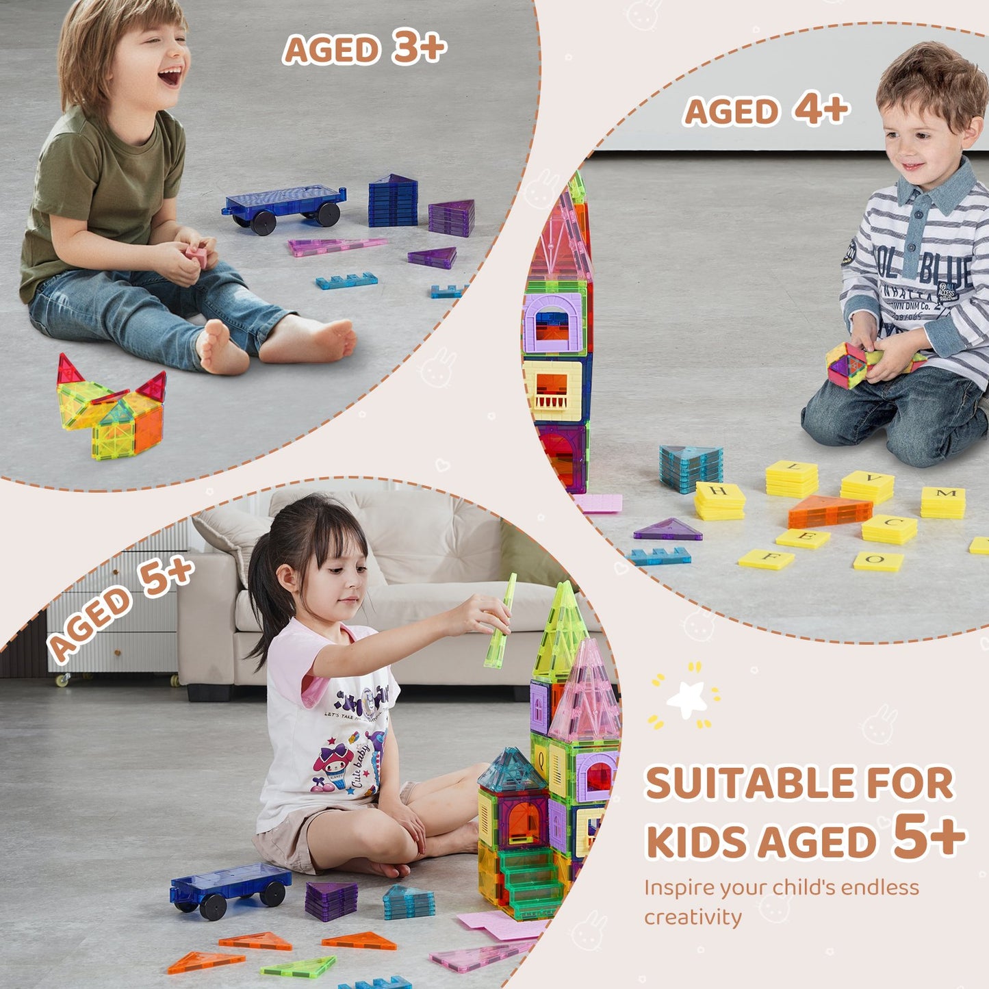 Magnetische Fliesen Magnetisches Bauspielzeug 121PCS Magnetblöcke für Kinder 3D-Set