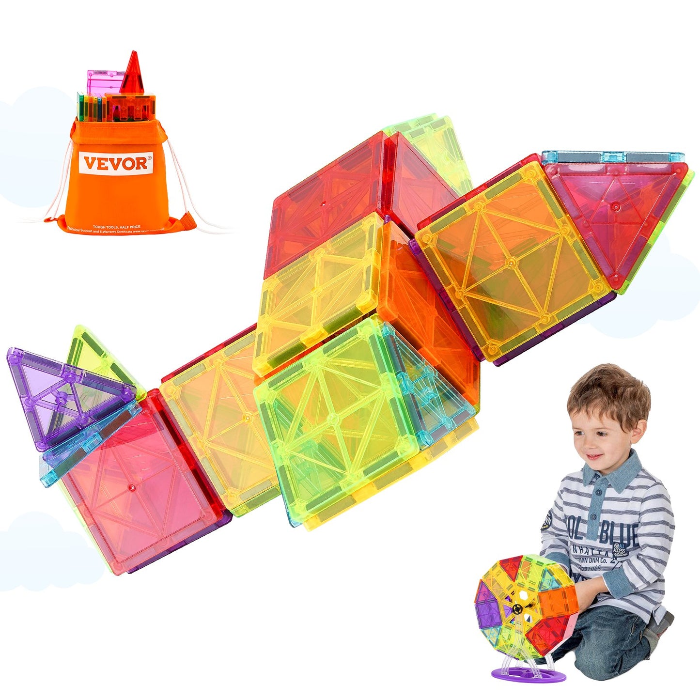 Magnetische Fliesen Magnetisches Bauspielzeug 121PCS Magnetblöcke für Kinder 3D-Set