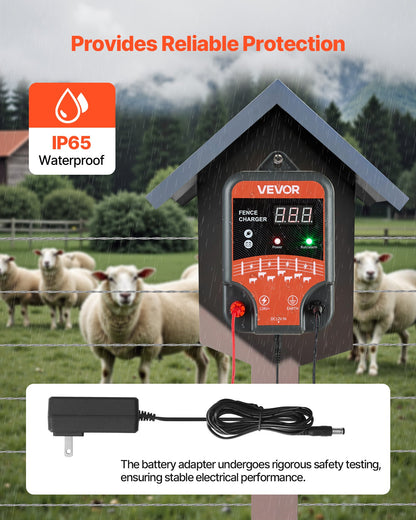 Electric Fence Charger, 10kV 3J, AC DC Electric Fence Energizer with LED Indicator, 1.86 Miles Range, Powerful Plug-in Fences Charger, Prevents Wild Animals Intrusion for Livestock Poultry