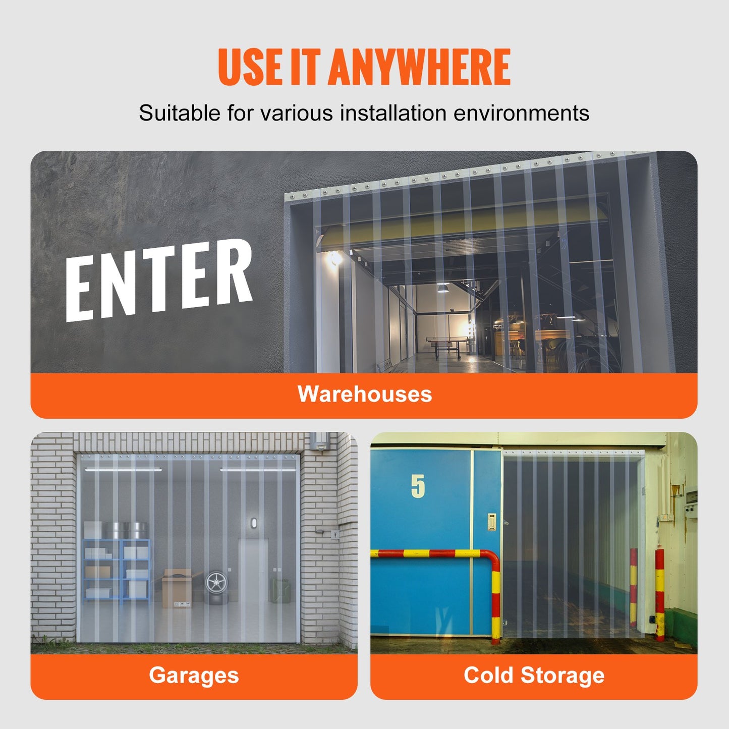 Streifenvorhang, 30,5 m Länge x 30,5 cm Breite x 0,3 cm Dicke, glatte PVC-Streifenvorhang-Türrolle, Kunststoff-Türstreifen für den Türrahmen von Supermärkten, Garagen, Lagerhallen, Scheunen und Tierhäusern