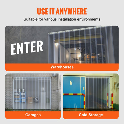 Streifenvorhang, 30,5 m Länge x 30,5 cm Breite x 0,3 cm Dicke, glatte PVC-Streifenvorhang-Türrolle, Kunststoff-Türstreifen für den Türrahmen von Supermärkten, Garagen, Lagerhallen, Scheunen und Tierhäusern