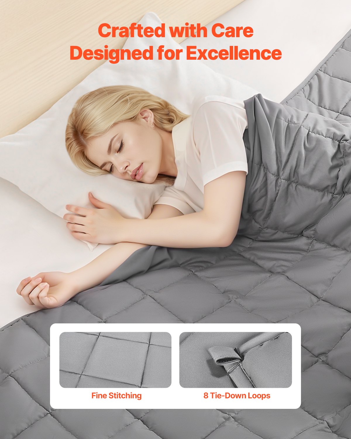 Weighted Blanket, 25 lbs, 60 x 80 in Queen Size, Cooling Breathable Heavy Blanket with Glass Beads, All-Season Use, Suitable for 250-310 lbs Adults, Anxiety Stress Relief, Improve Sleep, Grey