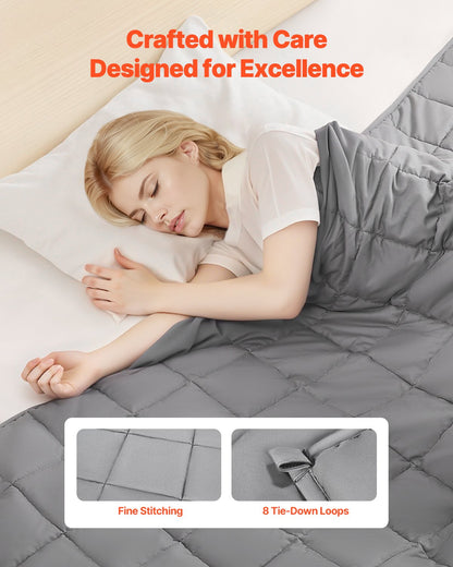 Weighted Blanket, 25 lbs, 60 x 80 in Queen Size, Cooling Breathable Heavy Blanket with Glass Beads, All-Season Use, Suitable for 250-310 lbs Adults, Anxiety Stress Relief, Improve Sleep, Grey
