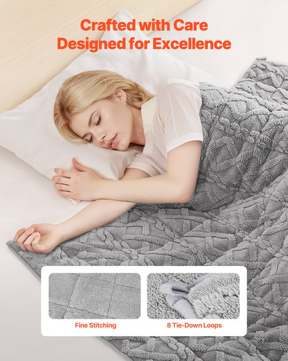 Weighted Blanket, 20 lbs, 60 x 80 in Queen Size, Sherpa Fleece Heavy Blanket with Glass Beads, Soft Warm Cozy Fluffy Touch, for 200-250 lbs Adults, Anxiety Stress Relief, Improve Sleep, Grey