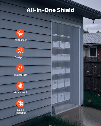 Clear PVC Strip Curtain, 50 ft Length x 8 in Width, Ribbed Plastic Door Strip Bulk Roll, Walk in Freezer Cooler Curtain Strips for Doorways of Supermarket, Garage, Warehouse, Pet Animal House