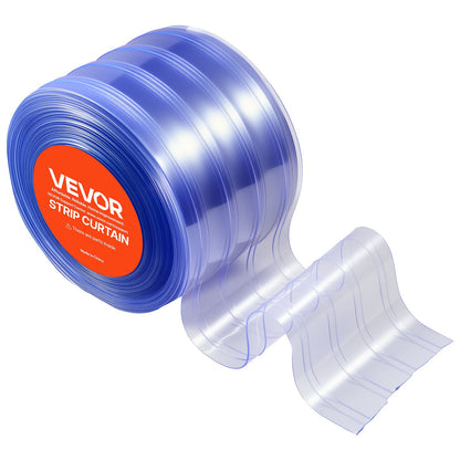 Clear PVC Strip Curtain, 50 ft Length x 8 in Width, Ribbed Plastic Door Strip Bulk Roll, Walk in Freezer Cooler Curtain Strips for Doorways of Supermarket, Garage, Warehouse, Pet Animal House