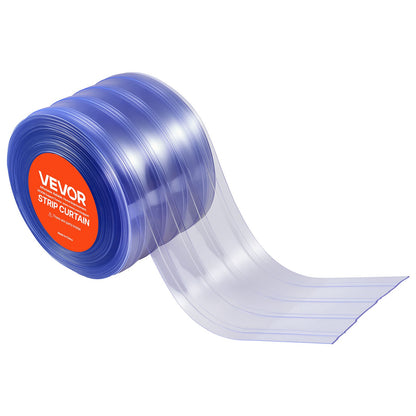 Clear PVC Strip Curtain, 50 ft Length x 8 in Width, Ribbed Plastic Door Strip Bulk Roll, Walk in Freezer Cooler Curtain Strips for Doorways of Supermarket, Garage, Warehouse, Pet Animal House