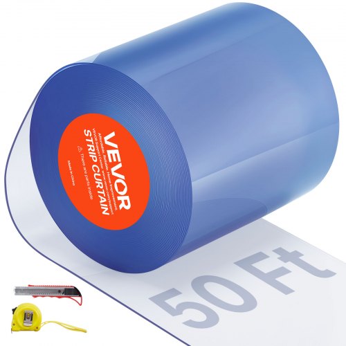 Clear PVC Strip Curtain, 50 ft Length x 8 in Width, Plastic Door Strip Bulk Roll, Walk in Freezer Cooler Curtain Strips for Doorways of Supermarket, Garage, Warehouse, Barn, Pet Animal House