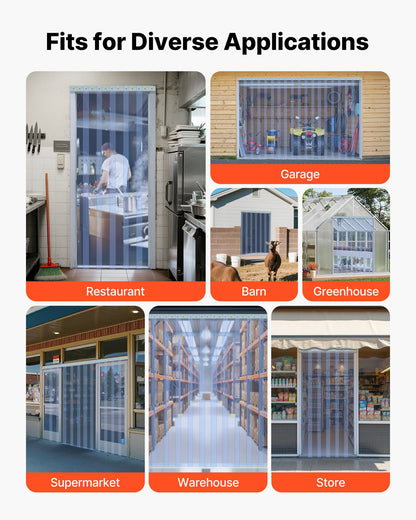 Clear PVC Strip Curtain, 50 ft Length x 8 in Width, Plastic Door Strip Bulk Roll, Walk in Freezer Cooler Curtain Strips for Doorways of Supermarket, Garage, Warehouse, Barn, Pet Animal House