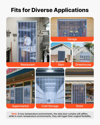 Clear PVC Strip Curtain, 101 ft Length x 12 in Width, Thermal Insulating Plastic Door Strip Bulk Roll, Walk in Freezer Cooler Curtain Strips for Doorways of Supermarket, Garage, Warehouse