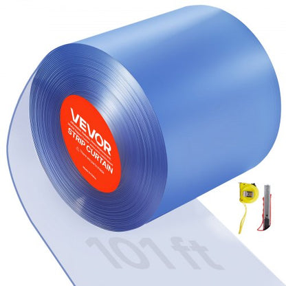 Clear PVC Strip Curtain, 101 ft Length x 12 in Width, Plastic Door Strip Bulk Roll, Walk in Freezer Cooler Curtain Strips for Doorways of Supermarket, Garage, Warehouse, Barn, Pet Animal House