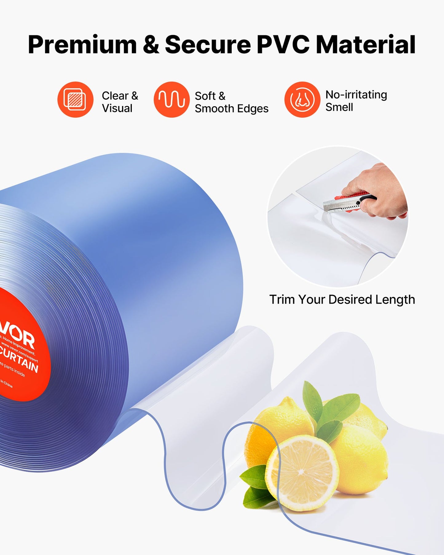 Clear PVC Strip Curtain, 101 ft Length x 12 in Width, Plastic Door Strip Bulk Roll, Walk in Freezer Cooler Curtain Strips for Doorways of Supermarket, Garage, Warehouse, Barn, Pet Animal House