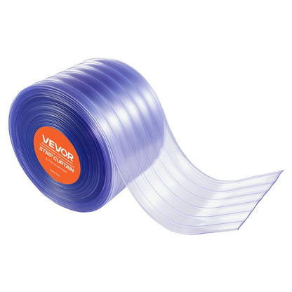 Clear PVC Strip Curtain, 150 ft Length x 12 in Width, Ribbed Plastic Door Strip Bulk Roll, Walk in Freezer Cooler Curtain Strips for Doorways of Supermarket, Garage, Warehouse, Pet Animal House
