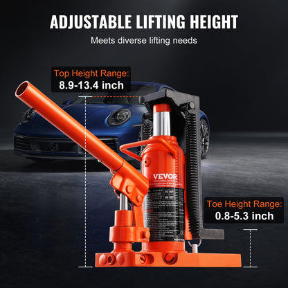 Hydraulic Toe Jack, 2.5 Ton On Toe Toe Jack Lift, 5 Ton On Top Lift Capacity Machine Jack, 0.8-5.3 in Toe Height, 8.9-13.4 in Top Height, Air Hydraulic Claw Jack for Machinery, Industry