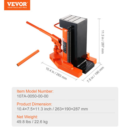 Hydraulic Toe Jack, 5 Ton On Toe Toe Jack Lift, 10 Ton On Top Lift Capacity Machine Jack, 0.8-6.8 in Toe Height, 11.3-17.3 in Top Height, Air Hydraulic Claw Jack for Machinery, Industry