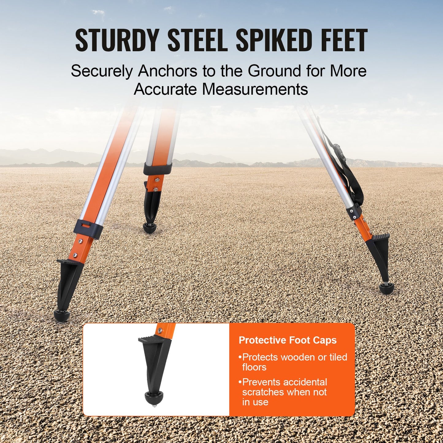 Laser Level Tripod Stand, 5/8"-11 Thread Mount, 45.07-114.37 inch Height Adjustment Heavy Duty Survey Tripod, with Level Bubble & Diffusion Limiter , Liftable Non-Skid Feet for Construction