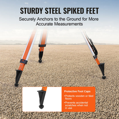 Laser Level Tripod Stand, 5/8"-11 Thread Mount, 45.07-114.37 inch Height Adjustment Heavy Duty Survey Tripod, with Level Bubble & Diffusion Limiter , Liftable Non-Skid Feet for Construction