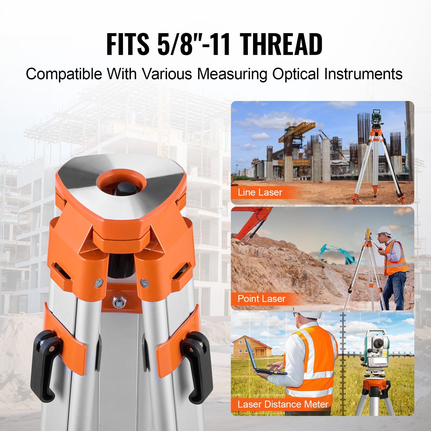 Laser Level Stativständer 5/8"-11 Gewinde 16,53-65,55 Zoll Höhenverstellung