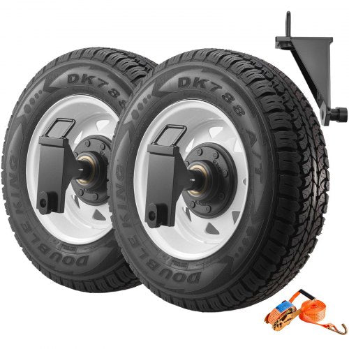 Shipping Container Wheels 8-Lug Wheels Kit, Heavy Duty Shipping Container Accessories with Ratchet Tie Down-Moves 20 ft - 40 ft, Secure Transport for Dock, Warehouse, Construction Site, Black