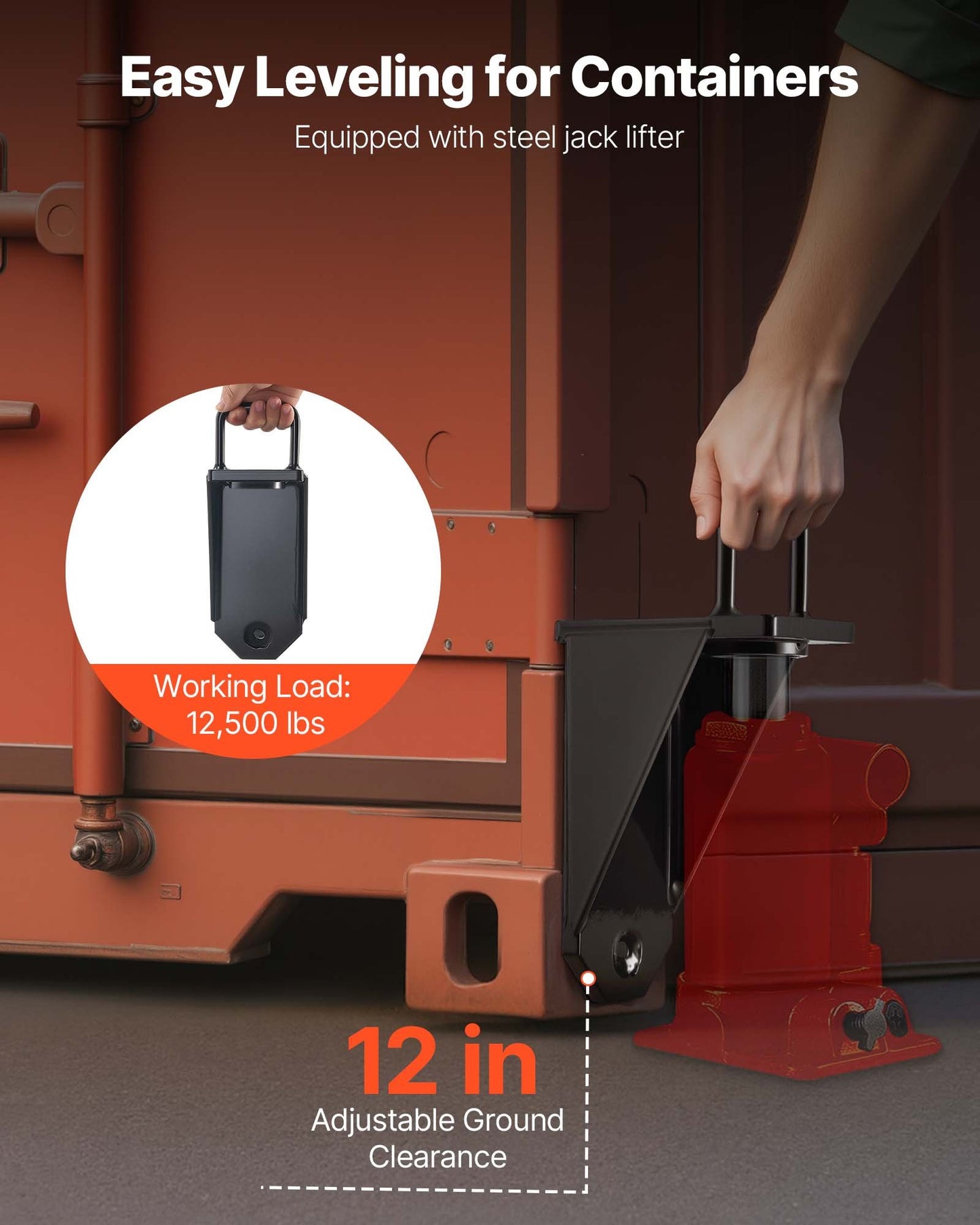 Shipping Container Wheels 8-Lug Wheels Kit, Heavy Duty Shipping Container Accessories with Ratchet Tie Down-Moves 20 ft - 40 ft, Secure Transport for Dock, Warehouse, Construction Site, Black