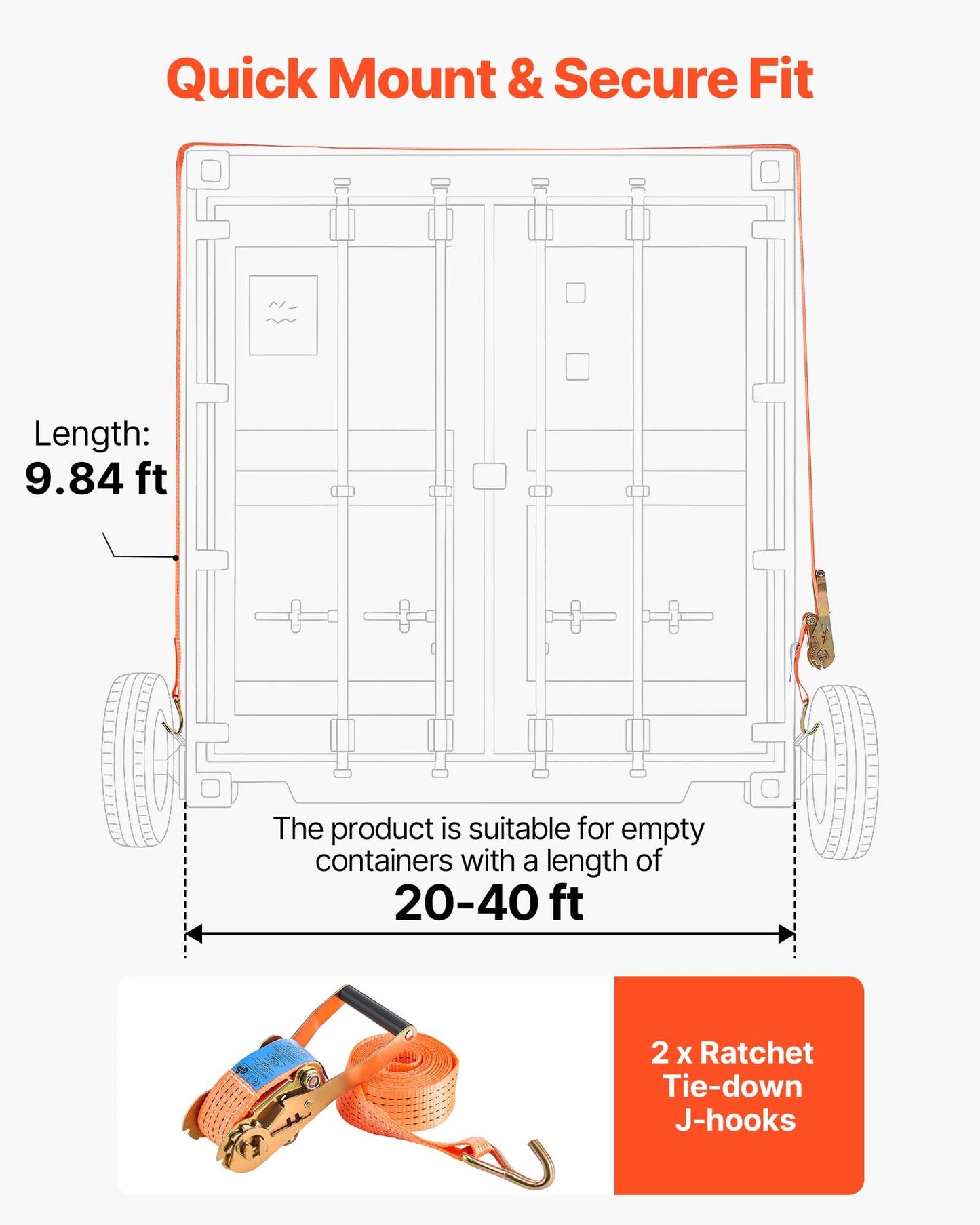 Shipping Container Wheels 6-Lug Wheels Kit, Heavy Duty Shipping Container Axle with Ratchet Tie Down-Moves 20 ft - 40 ft, Secure Transport for Dock, Warehouse, Construction Site, Black