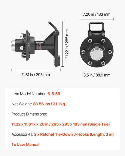 Shipping Container Wheels 6-Lug Wheels Kit, Heavy Duty Shipping Container Axle with Ratchet Tie Down-Moves 20 ft - 40 ft, Secure Transport for Dock, Warehouse, Construction Site, Black